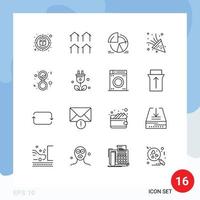 paquete de iconos de vector de stock de 16 signos y símbolos de línea para fuegos artificiales de baño real celebrar análisis elementos de diseño de vector editables