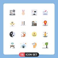 Modern Set of 16 Flat Colors and symbols such as deveopment envelope rabbit email compose Editable Pack of Creative Vector Design Elements