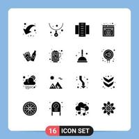 Modern Set of 16 Solid Glyphs and symbols such as bottle web apartments lock residential flats Editable Vector Design Elements