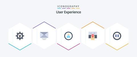 Paquete de 25 iconos planos de experiencia de usuario que incluye . medios de comunicación. usuario. control S. uno vector