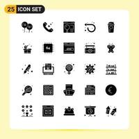 Universal Icon Symbols Group of 25 Modern Solid Glyphs of bottle repeat browser forward web Editable Vector Design Elements