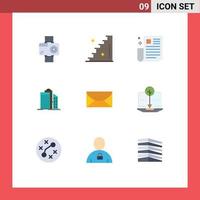 Modern Set of 9 Flat Colors Pictograph of office buildings interface architecture ui Editable Vector Design Elements