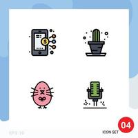 conjunto de 4 iconos de interfaz de usuario modernos signos de símbolos para elementos de diseño de vector editable de micrófono de planta de compartir de bebé digital