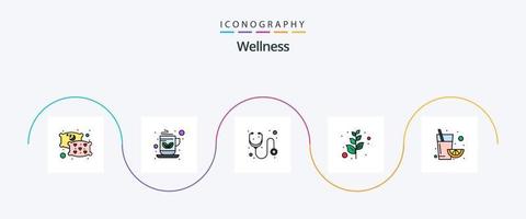 Wellness Line Filled Flat 5 Icon Pack Including . juice. hospital. fruit. olive vector