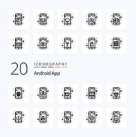 20 Android App Line icon Pack like cart basket explore shopping commerce vector