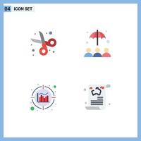 Pack of 4 Modern Flat Icons Signs and Symbols for Web Print Media such as back to school data scissor protection blog Editable Vector Design Elements