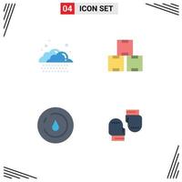 Set of 4 Vector Flat Icons on Grid for cloud power industry stock boxing Editable Vector Design Elements