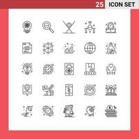 25 Universal Line Signs Symbols of science experiment laboratory research magnifying laboratory kitchen Editable Vector Design Elements