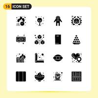 User Interface Pack of 16 Basic Solid Glyphs of arrows badge night award people Editable Vector Design Elements