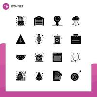 Pictogram Set of 16 Simple Solid Glyphs of pyramid career human technology connection Editable Vector Design Elements