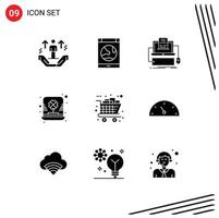 User Interface Pack of 9 Basic Solid Glyphs of irish day online screen computer Editable Vector Design Elements