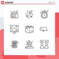 9 Creative Icons Modern Signs and Symbols of book development pocket watch develop coding Editable Vector Design Elements