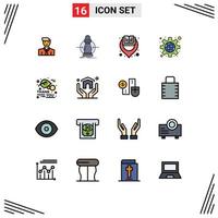 16 Creative Icons Modern Signs and Symbols of settings global lower configuration location Editable Creative Vector Design Elements