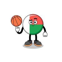 ilustración de la bandera de madagascar como jugador de baloncesto vector