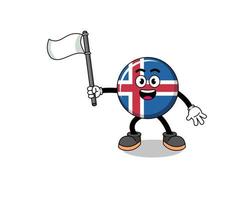 Cartoon Illustration of iceland flag holding a white flag vector