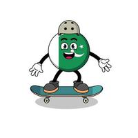 mascota de la bandera de pakistán jugando una patineta vector