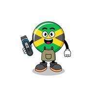 caricatura, ilustración, de, jamaica, bandera, como, un, peluquero, hombre vector