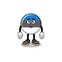 estonia flag cartoon illustration with sad face vector