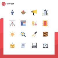 Group of 16 Modern Flat Colors Set for environment cology nest building megaphone Editable Pack of Creative Vector Design Elements
