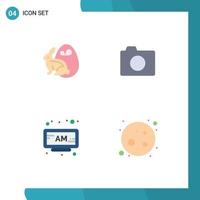 4 User Interface Flat Icon Pack of modern Signs and Symbols of egg am rabbit photo time Editable Vector Design Elements