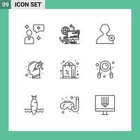 Outline Pack of 9 Universal Symbols of gift plugin delete plug human Editable Vector Design Elements