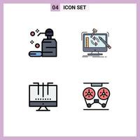 User Interface Pack of 4 Basic Filledline Flat Colors of care connections soap tools media Editable Vector Design Elements