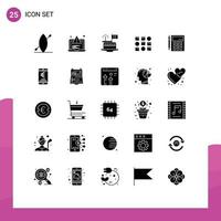 User Interface Pack of 25 Basic Solid Glyphs of account pattren system celebrate data scince pattren Editable Vector Design Elements