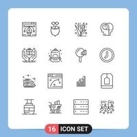 16 Universal Outlines Set for Web and Mobile Applications human communication men better farming Editable Vector Design Elements