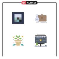 4 User Interface Flat Icon Pack of modern Signs and Symbols of calculator plant business portfolio advertisement Editable Vector Design Elements