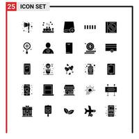 25 Thematic Vector Solid Glyphs and Editable Symbols of compact blu ray computers signal connection Editable Vector Design Elements