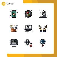 9 iconos creativos, signos y símbolos modernos de cámara, compras, radio, notificación de ahorro, elementos de diseño vectorial editables vector