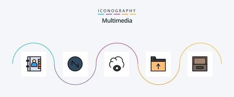 paquete de iconos de 5 planos llenos de línea multimedia que incluye . dios. cajón. archivo vector