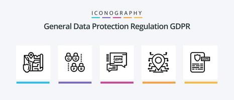 paquete de iconos gdpr line 5 que incluye privacidad. datos. carpeta. correo. europeo. diseño de iconos creativos vector