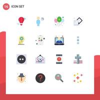 16 Universal Flat Colors Set for Web and Mobile Applications focus arrow balloons photo creative Editable Pack of Creative Vector Design Elements