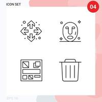 4 colores planos de línea de relleno de vector temático y símbolos editables de elementos de diseño de vector editables de papelera de diseño facial eliminados