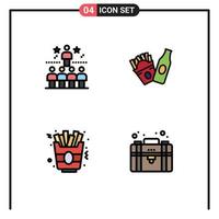 Pictogram Set of 4 Simple Filledline Flat Colors of position food top frise business Editable Vector Design Elements