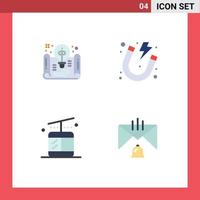 4 Universal Flat Icons Set for Web and Mobile Applications creative gondola form energy travel Editable Vector Design Elements