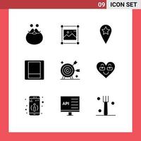 Mobile Interface Solid Glyph Set of 9 Pictograms of arrow toggle graphics switch star Editable Vector Design Elements