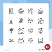 16 Universal Outlines Set for Web and Mobile Applications appliances ireland idea coin holiday Editable Vector Design Elements