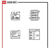 Set of 4 Modern UI Icons Symbols Signs for id display user knowledge felexibel Editable Vector Design Elements