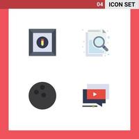 Group of 4 Modern Flat Icons Set for box play document ball tutorial Editable Vector Design Elements