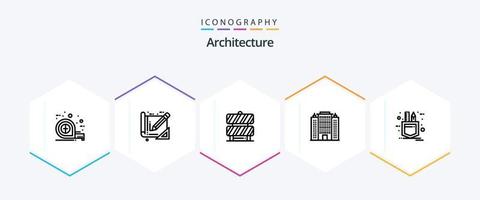 Architecture 25 Line icon pack including pocket. hotel. barrier. building. resort vector