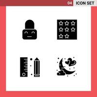 Modern Set of 4 Solid Glyphs and symbols such as control coding parental office development Editable Vector Design Elements