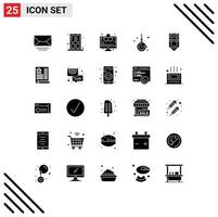 Solid Glyph Pack of 25 Universal Symbols of badge jewelry analytics fashion accessorize Editable Vector Design Elements