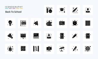 25 Back To School Solid Glyph icon pack vector