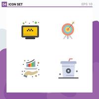 Group of 4 Flat Icons Signs and Symbols for online bar booking archery growth Editable Vector Design Elements