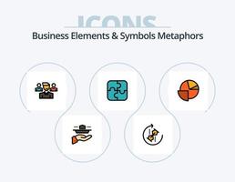 elementos comerciales y símbolos metáforas línea llena de iconos paquete 5 diseño de iconos. empresario. viajar. servidor. bolsa. negocio vector