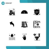 Set of 9 Modern UI Icons Symbols Signs for library books medical care back to school up Editable Vector Design Elements