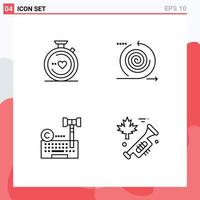 Mobile Interface Line Set of 4 Pictograms of compass copyright wedding iteration internet Editable Vector Design Elements