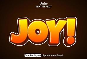 joy text effect with graphic style and editable. vector